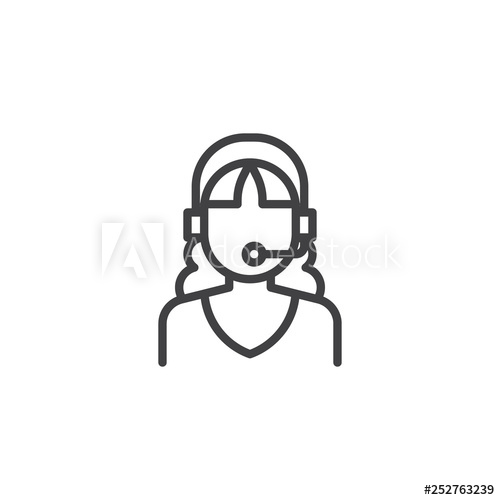 500x500 Call Center Operator Line Icon Linear Style Sign For Mobile