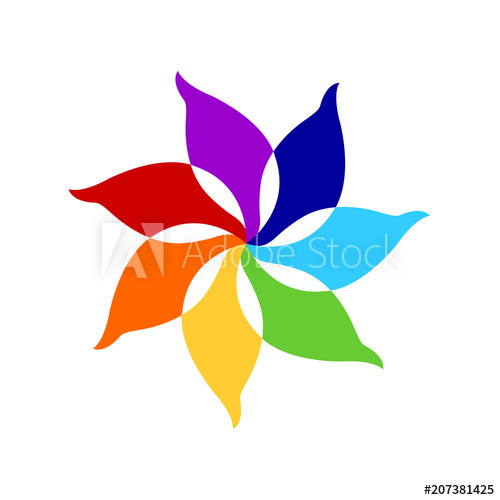 500x500 chakra color icon symbol logo sign, flower floral, vector design