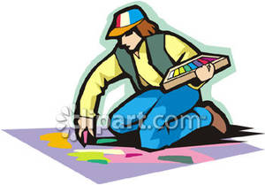 300x209 A Person Coloring With Sidewalk Chalk Royalty Free Clipart Picture