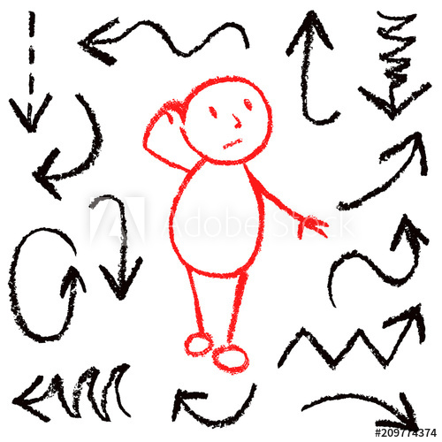 500x500 Emotion Of Bewildered Comic Man Among Funny Arrows Set Of Hand