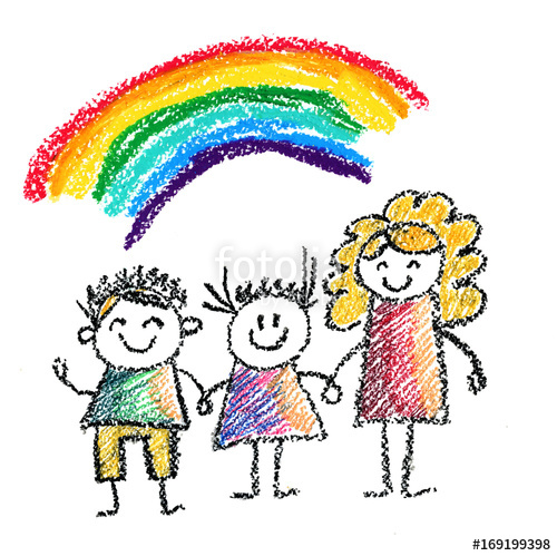 500x499 Children With Teacher Or Mother Kids Drawing Illustration