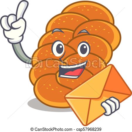 450x452 With Envelope Challah Character Cartoon Style Vector Vectors