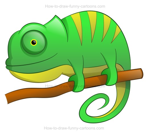 520x475 How To Draw A Cartoon Chameleon