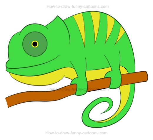 520x475 How To Draw A Cartoon Chameleon