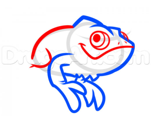 520x398 Step How To Draw A Cartoon Chameleon