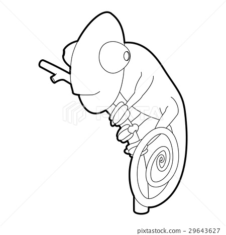 450x468 Chameleon Icon, Outline Style