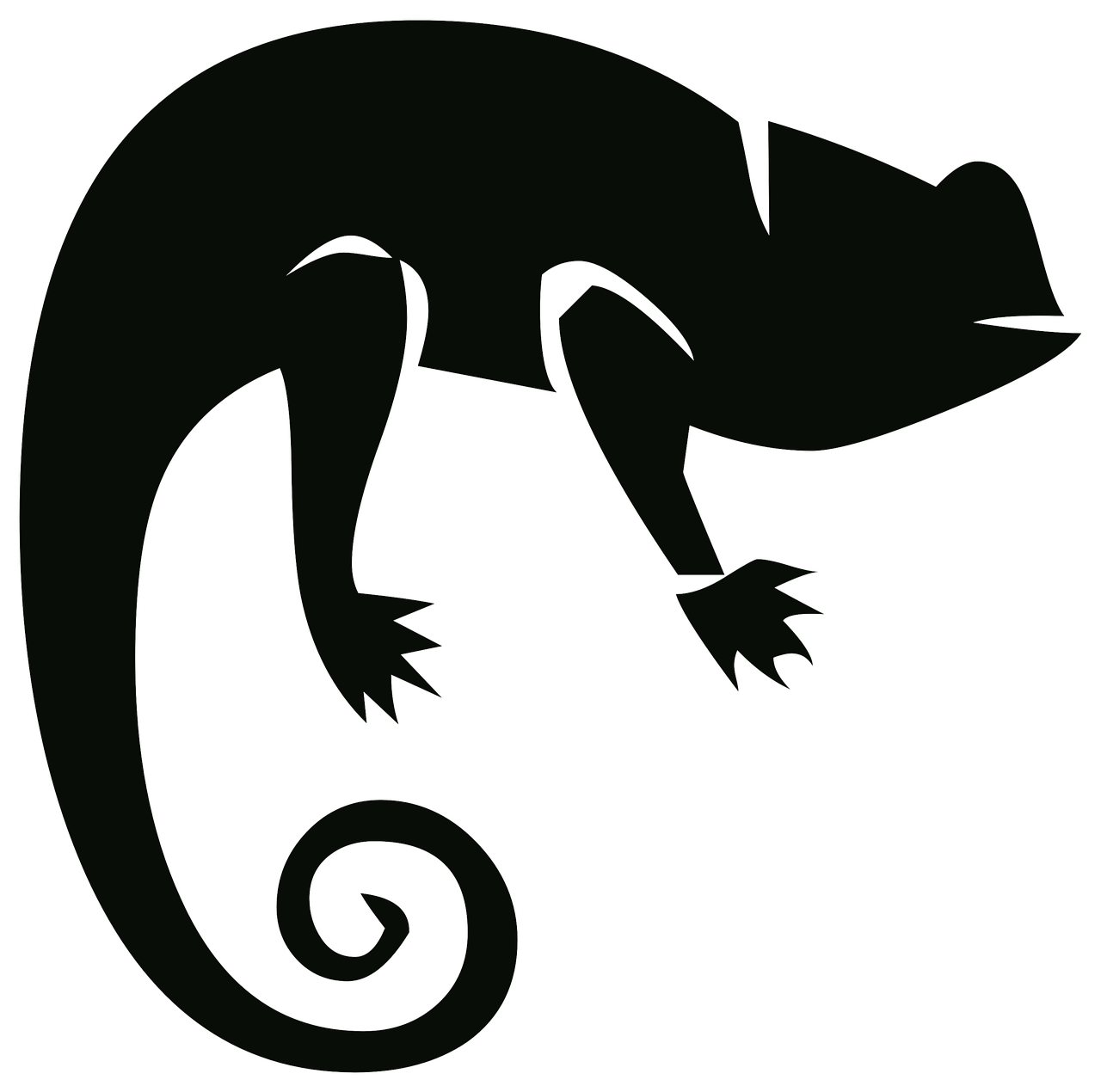 1280x1270 Silhouette, Drawing, Outline, Chameleon, Animal