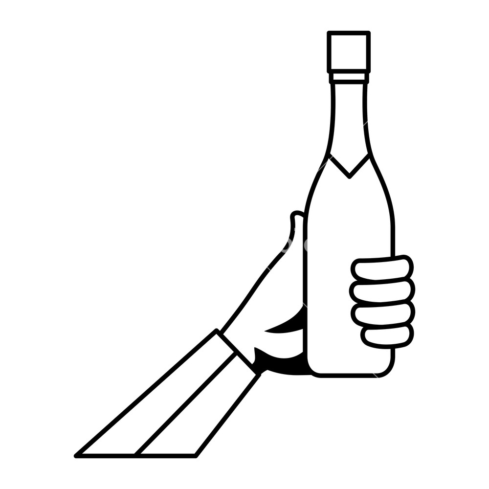 1000x1000 Hand With Champagne Bottle Vector Illustration Design Royalty Free