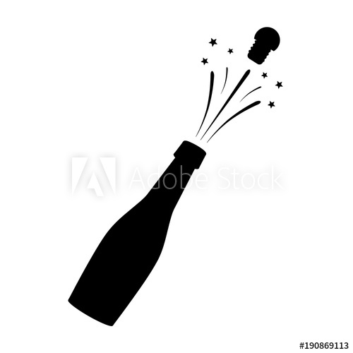 500x500 Black Silhouette Of A Champagne Bottle Iconography Vector