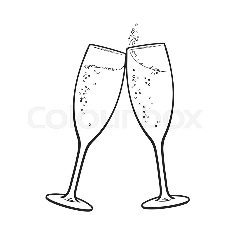 800x800 Pair Of Champagne Glasses, Set Of Stock Vector Colourbox