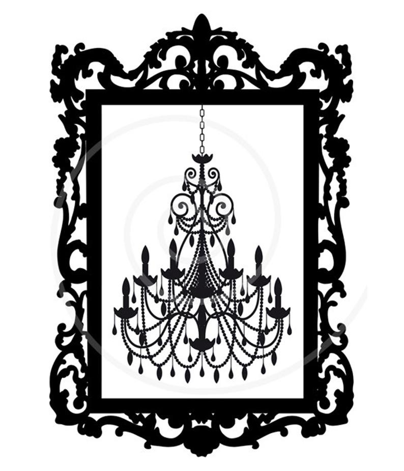 794x926 Vintage Chandelier In Antique Picture Frame Digital Clip Art Etsy