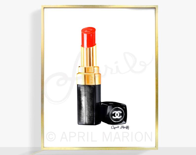 794x631 digital fashion coco chanel lipstick print quote etsy