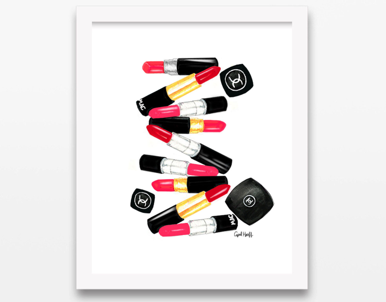 1500x1174 Mac Lipstick Chanel Watercolor Print Wall Art Fashion Etsy