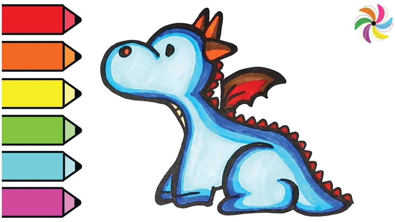 1280x720 Dragon Drawing And Coloring Learn Colors For Children