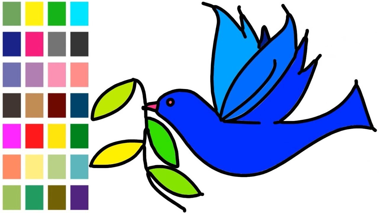 1280x720 How To Drawing Bird With Leaf Coloring Learn For Kids Step