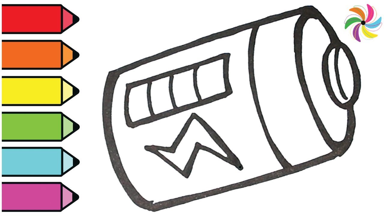 1280x720 Battery Drawing And Coloring Learn Colors For Children