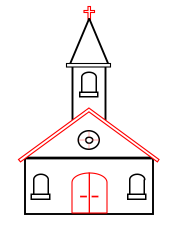 350x450 Drawing A Cartoon Church In Faith Map Drawings, Easy