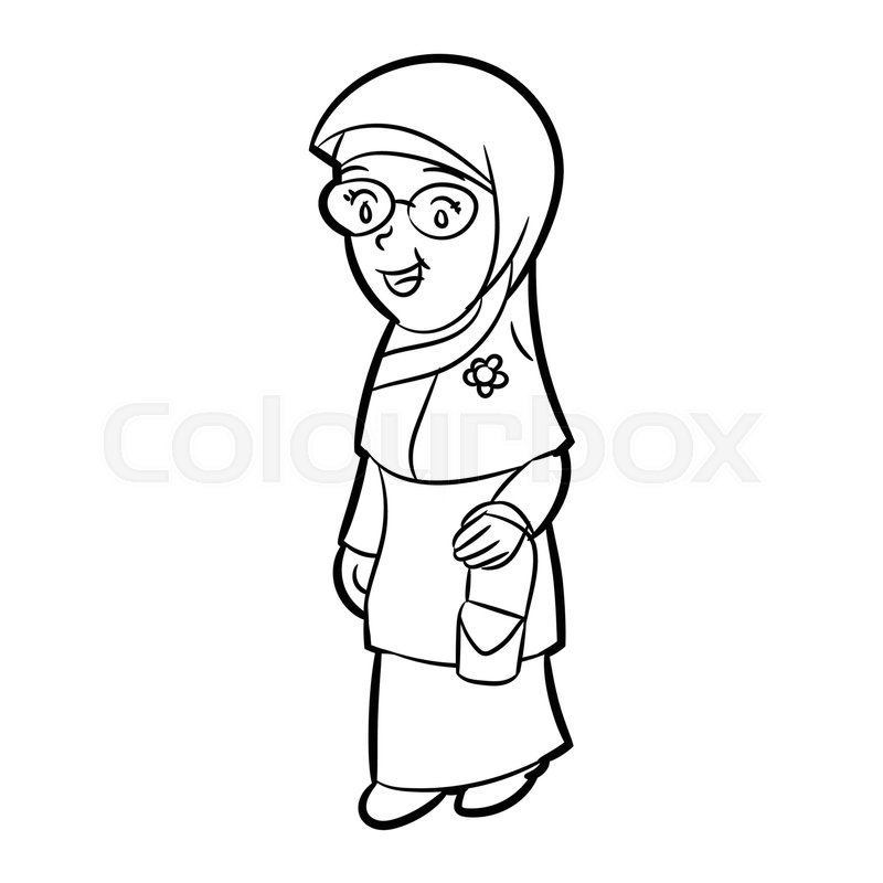 800x800 Hand Drawn Sketch Of Adult Malay Woman Stock Vector Colourbox