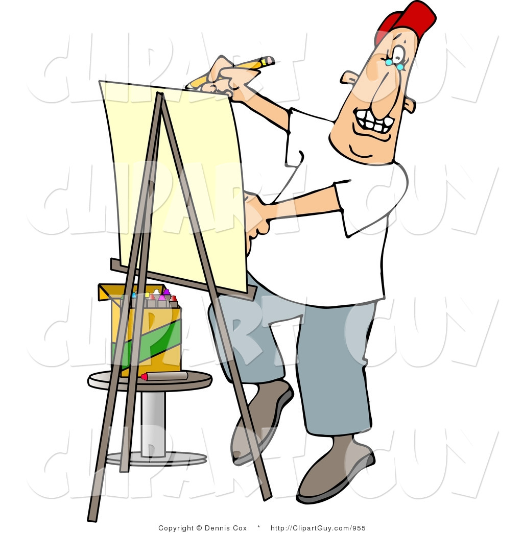 1024x1044 Clip Art Of A Male Artist Drawing Caricature On Posterboard