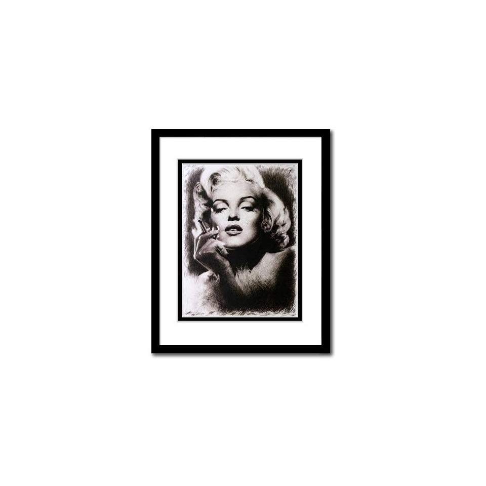 960x960 marilyn monroe smoking sketch portrait, charcoal graphite pencil