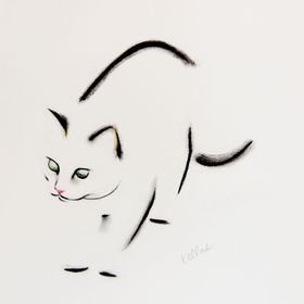 280x280 Green Eyed Cat In Krale Drawings, Cat Drawing, Cat Art