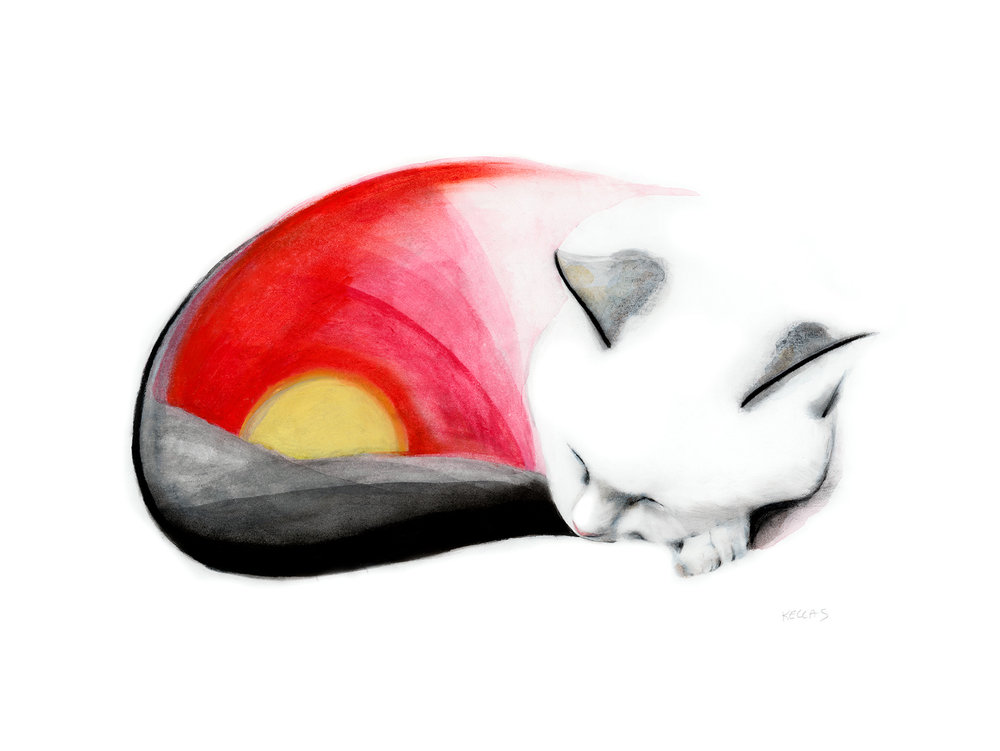 1000x751 Serene, Minimalist Drawings Of Cats And Birds Kellas Campbell Art