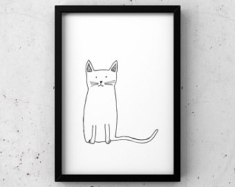 340x270 Cat Drawing Etsy