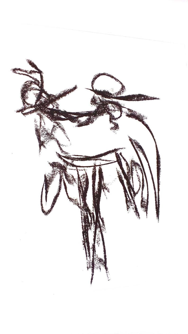 794x1412 Abstract Charcoal Drawing Illustration Original Hand Art Etsy