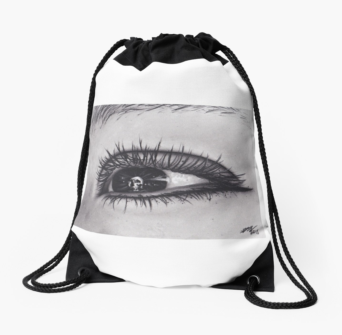 1435x1404 Original Realism Charcoal Drawing Of Eye With Skull Pupil