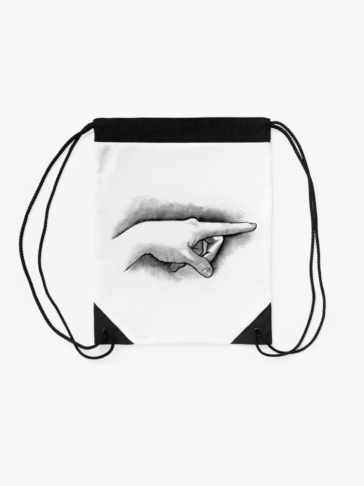 750x1000 Hand With Pointing Finger, Pencil And Charcoal Drawing Drawstring