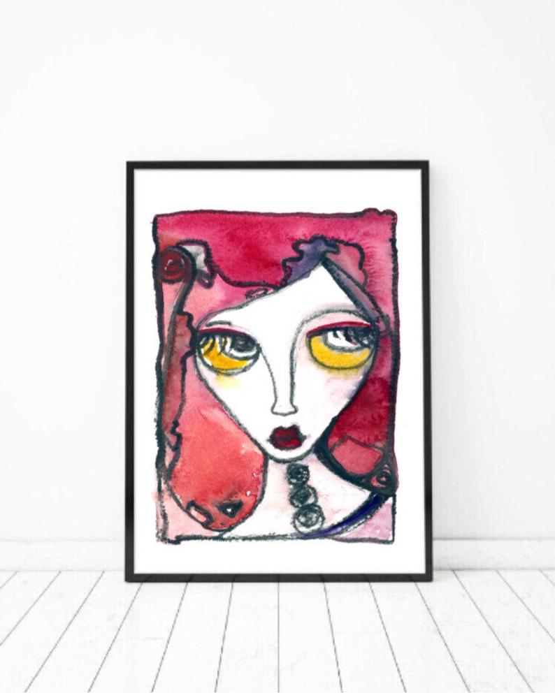 794x992 figurative painting girl portrait painting colorful wall etsy