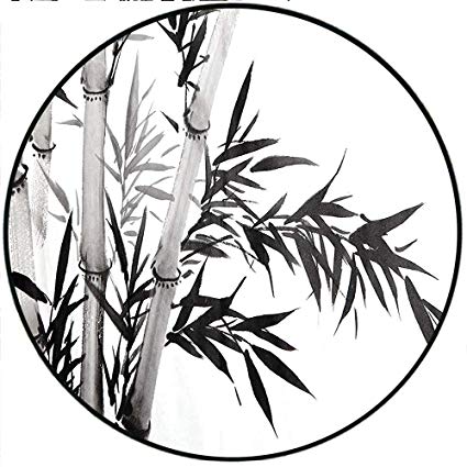 425x425 Short Plush Carpet Mat Bamboo Tree Illustration