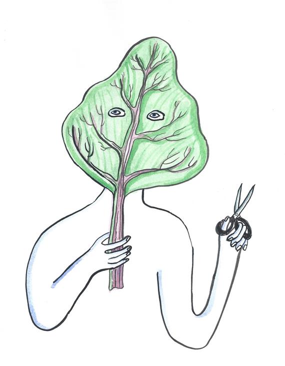 570x731 Leaf Mask Art Print Illustration Funny Ink Drawing Etsy