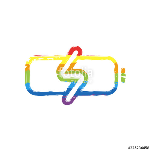 500x500 simple charge battery, charging level drawing sign with lgbt