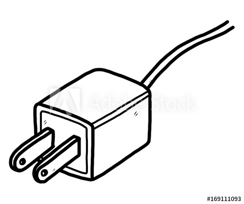 500x417 Plug, Smartphone Charger Cartoon Vector And Illustration, Black