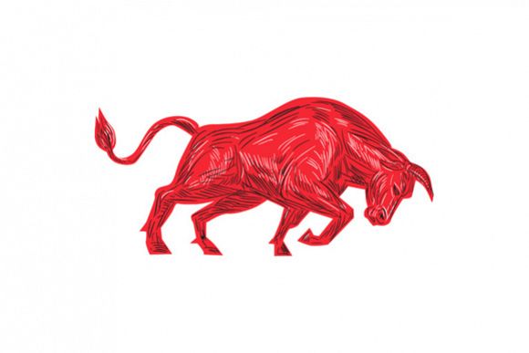 580x387 Bull Charging Drawing