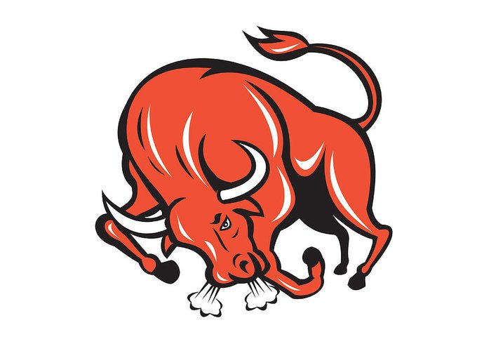 700x500 Angry Bull Charging Cartoon Greeting Card For Sale