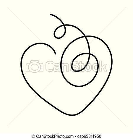 450x470 Heart Continuous Line Drawing Vector Illustration With Editable