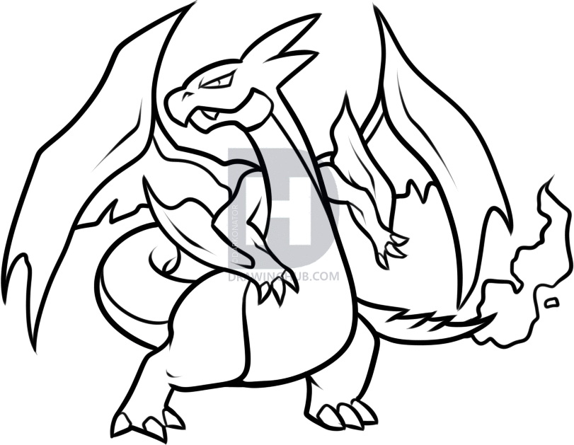 811x629 how to draw mega charizard, step