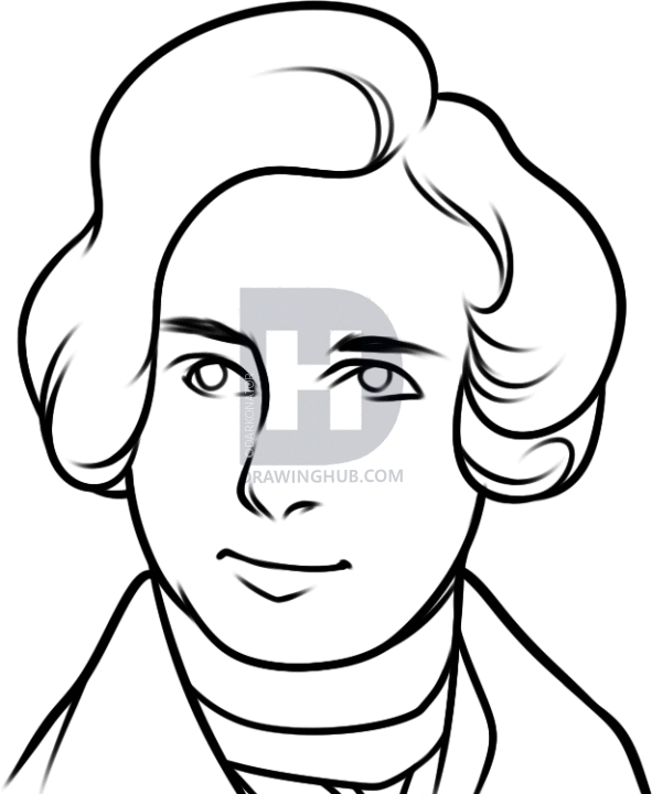 591x720 How To Draw Charles Dickens, Step