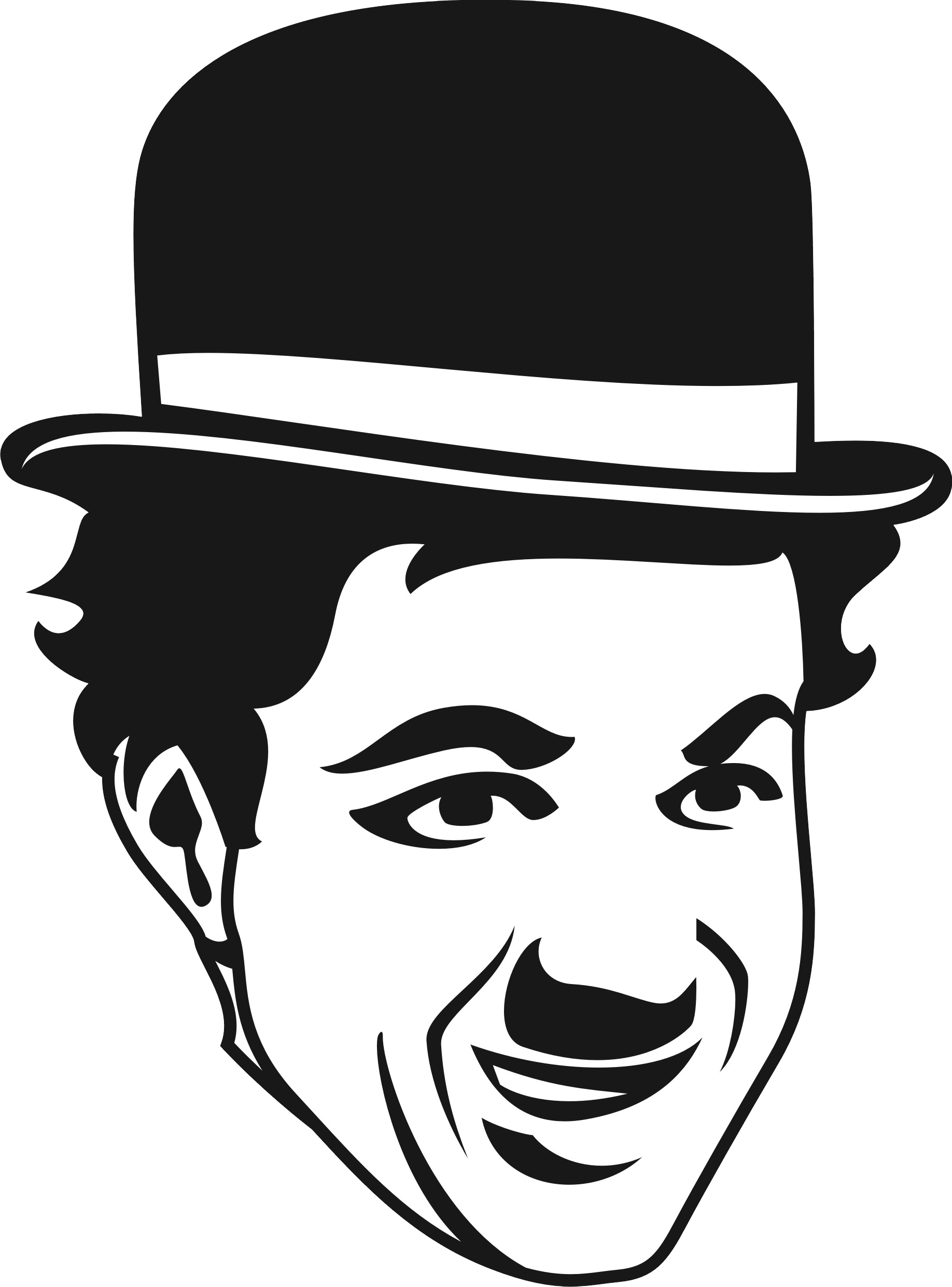 1836x2481 Clipart Minimalist Drawing, Charlie Chaplin