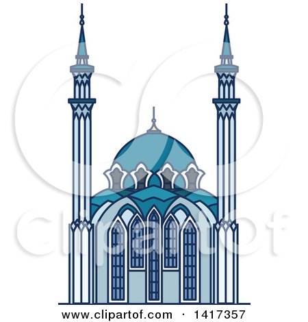 450x470 Clipart Purple Orange And Blue Banners With Silhouetted Mosques