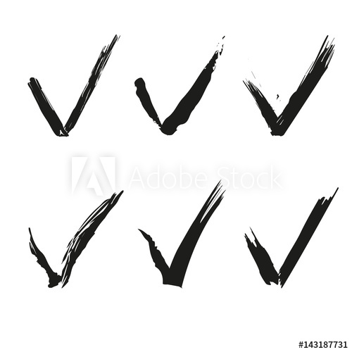 500x500 checklist brushed set of check mark ink drawing clipart stock