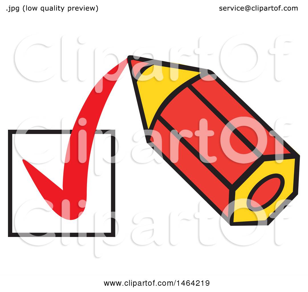 1080x1024 Clipart Of A Short Red Pencil Drawing A Check Mark In A Box
