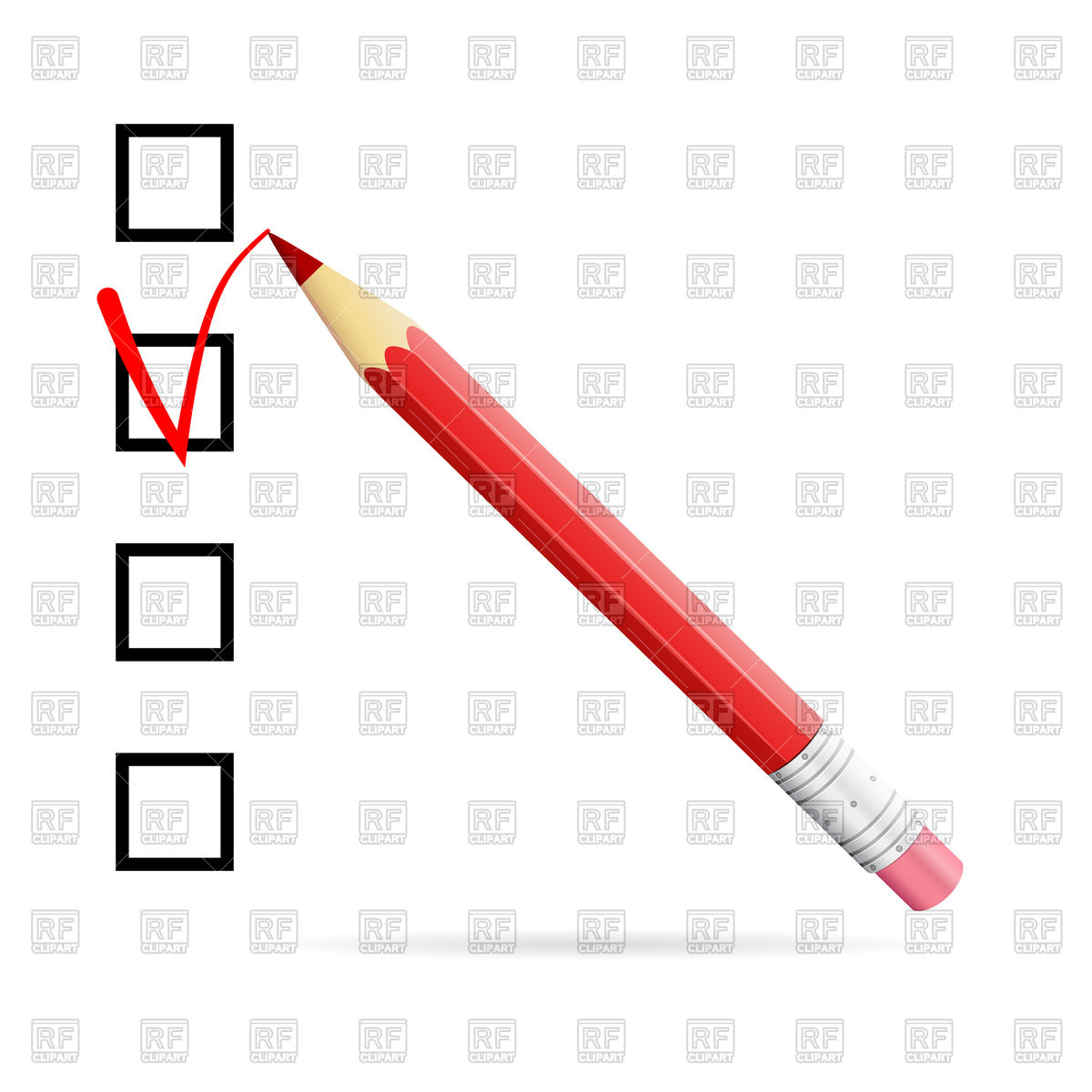 1200x1200 Red Pencil Drawing Check Mark In Checkbox Vector Image Of Objects