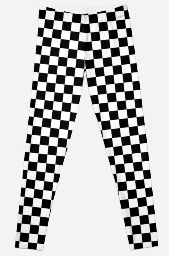 578x875 classic black and white checkerboard repeating pattern leggings