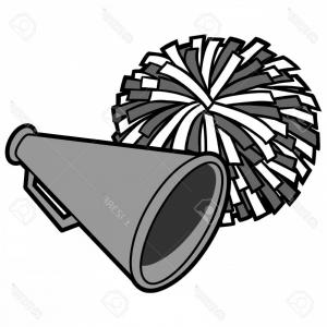300x300 Stock Illustration Cheerleaders Megaphones Silhouette Styled