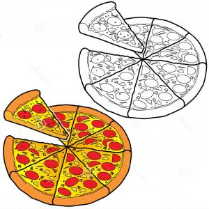 300x300 Slice Pepperoni Pizza Vector Drawing Salami Melted Cheese Cartoon