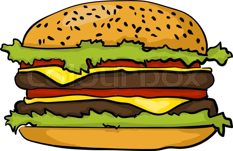 800x519 Colorful Hand Draw Burger Stock Vector Colourbox