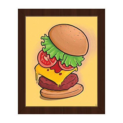 425x425 Supreme Burger On Yellow Cartoon Drawing